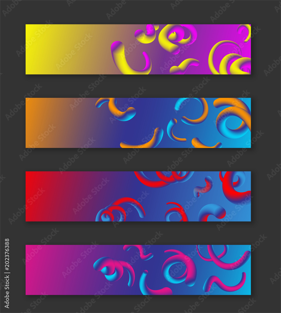 Banners with abstract colorful whorls pattern.