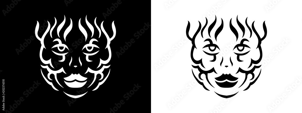 Tribal woman portrait, Woman portait in tribal style illustration in black and white Tribal woman portrait, Woman portait in tribal style illustration in black and white