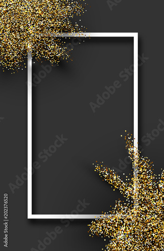 Rectangular background with gold shining pattern on grey.