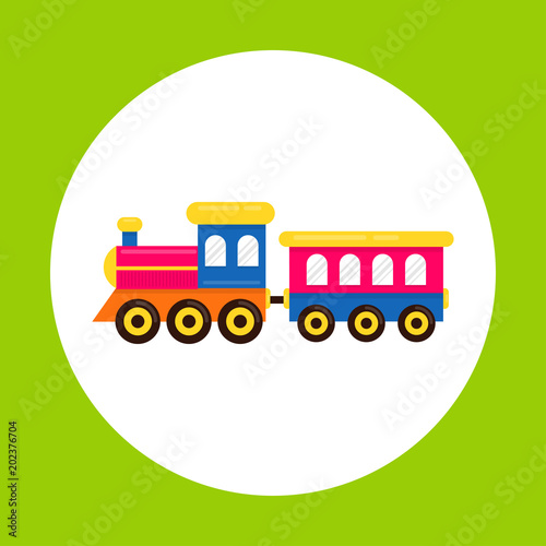 cartoon cute train with railway carriage icon