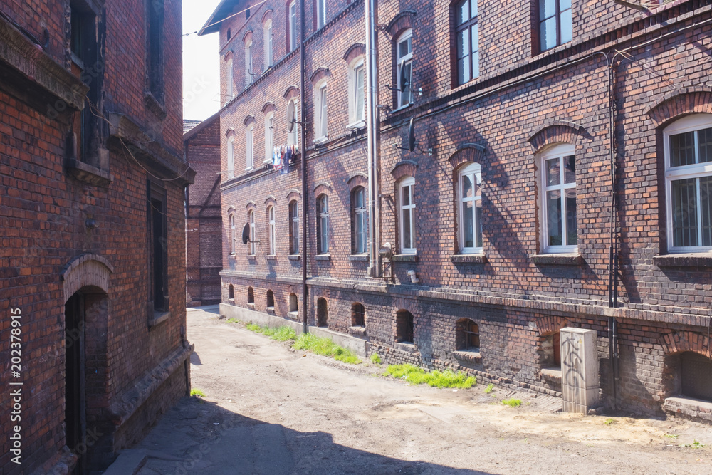 Traditional old brick houses in Zabrze