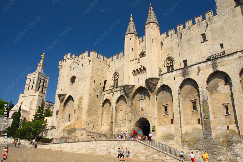 palais des papes also known the pope palace in avignion in provence, france