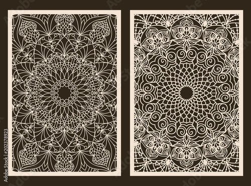 Laser Cut Invitation Card. Laser-cut pattern for invitation wedding card. Wedding invitation envelope template. Pattern suitable for laser cutting, plotter cutting or printing. Vector