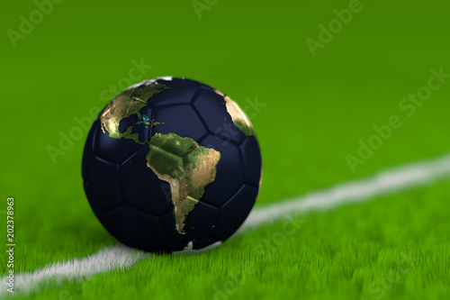 Soccer Ball With World Map 3D Render