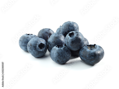 group of fresh blueberries isolated on white background