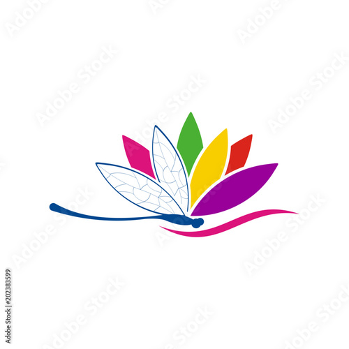 dragonflies and lotus logo template