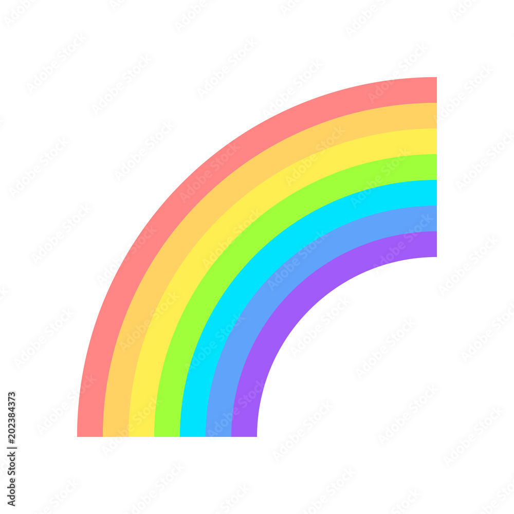 Rainbow, quarter of the arc. Colored flat icon. Vector illustration. Rainbow, quarter of the arc. Colored flat icon. Vector illustration.