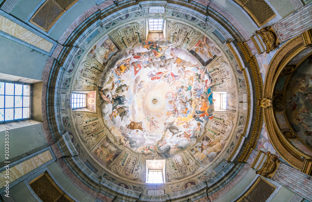 The dome frescoed by Bernardino Gagliardi with the 