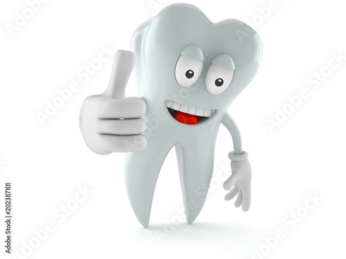 Tooth character with thumbs up gesture