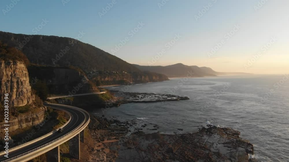 Australia aerial footage sea cliff bridge coastal landscape
