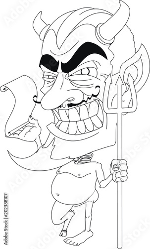 funny vector cartoon devil Illustration with a trident