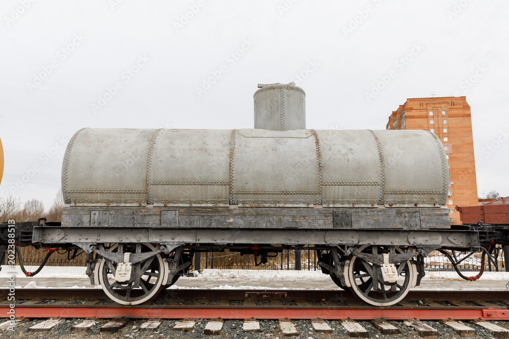 Naklejka premium Old railway car cistern of the era steam locomotives