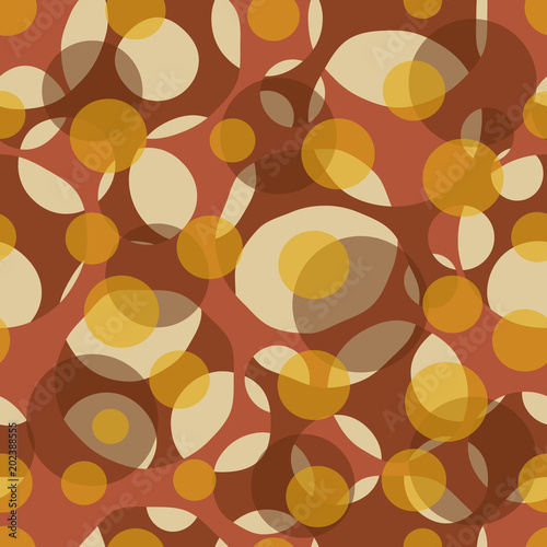 Abstract geometric seamless pattern with circles. Brown, beige, chocolate, orange color