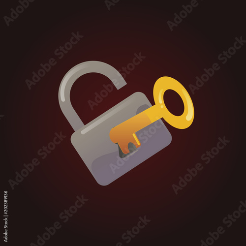 open lock and key vector illustration