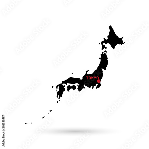 Map of Japan black on white background.