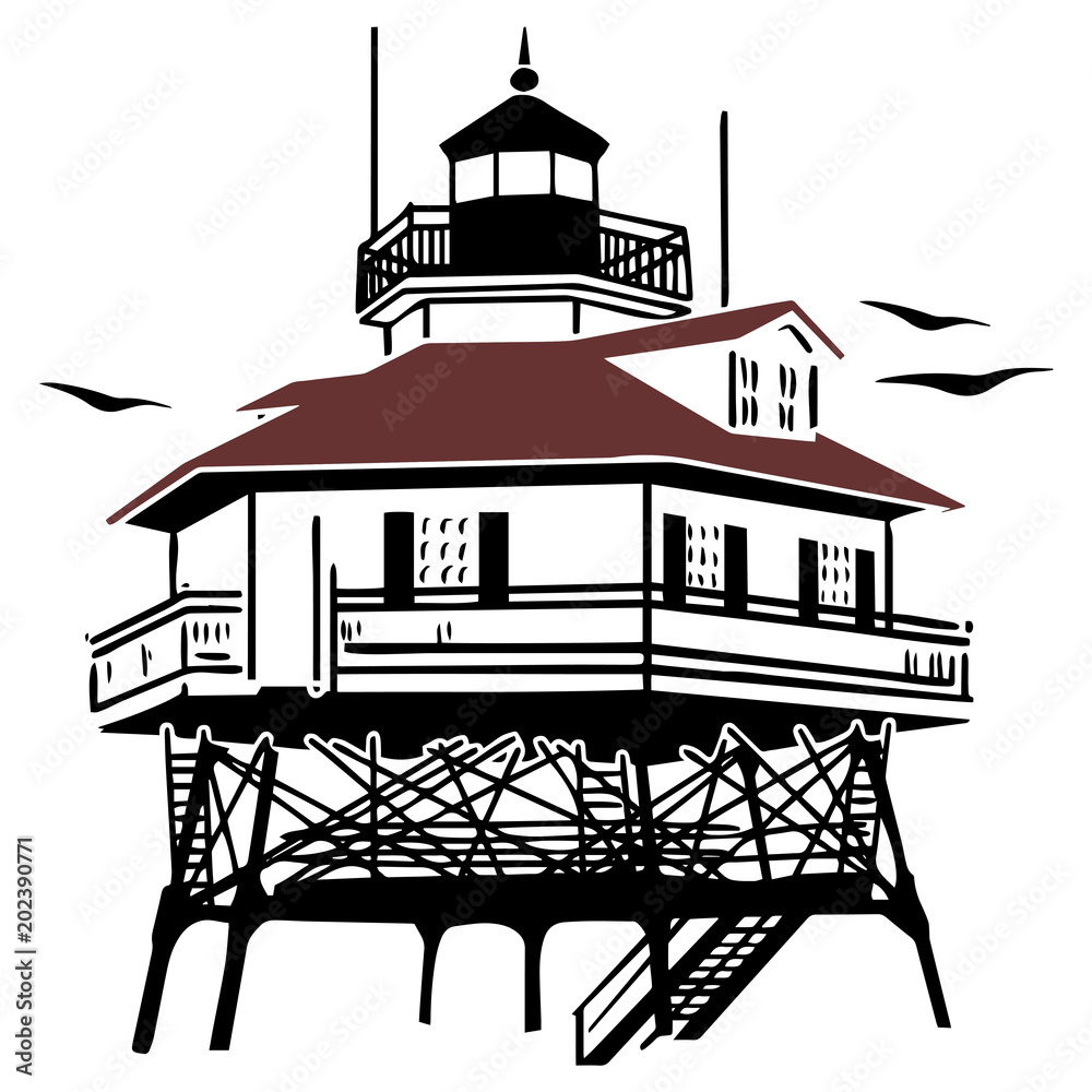Photography Lighthouse Drawing Vector Illustration