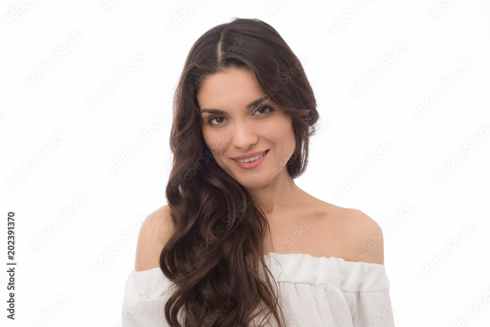 smiling brunette in sexy white dress standing isolated on white background. Beauty concept. Mid age woman over 35 years old beauty concept. smiling brunette in sexy white dress standing isolated on white background. Beauty concept. Mid age woman over 35 years old beauty concept.