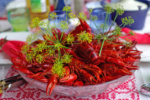 A plate with many crawfish