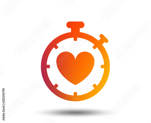 Heart Timer sign icon. Stopwatch symbol. Heartbeat palpitation. Blurred gradient design element. Vivid graphic flat icon. Vector