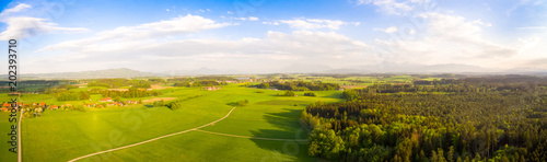Aerial Panorama: Bavarian landscape in spring 