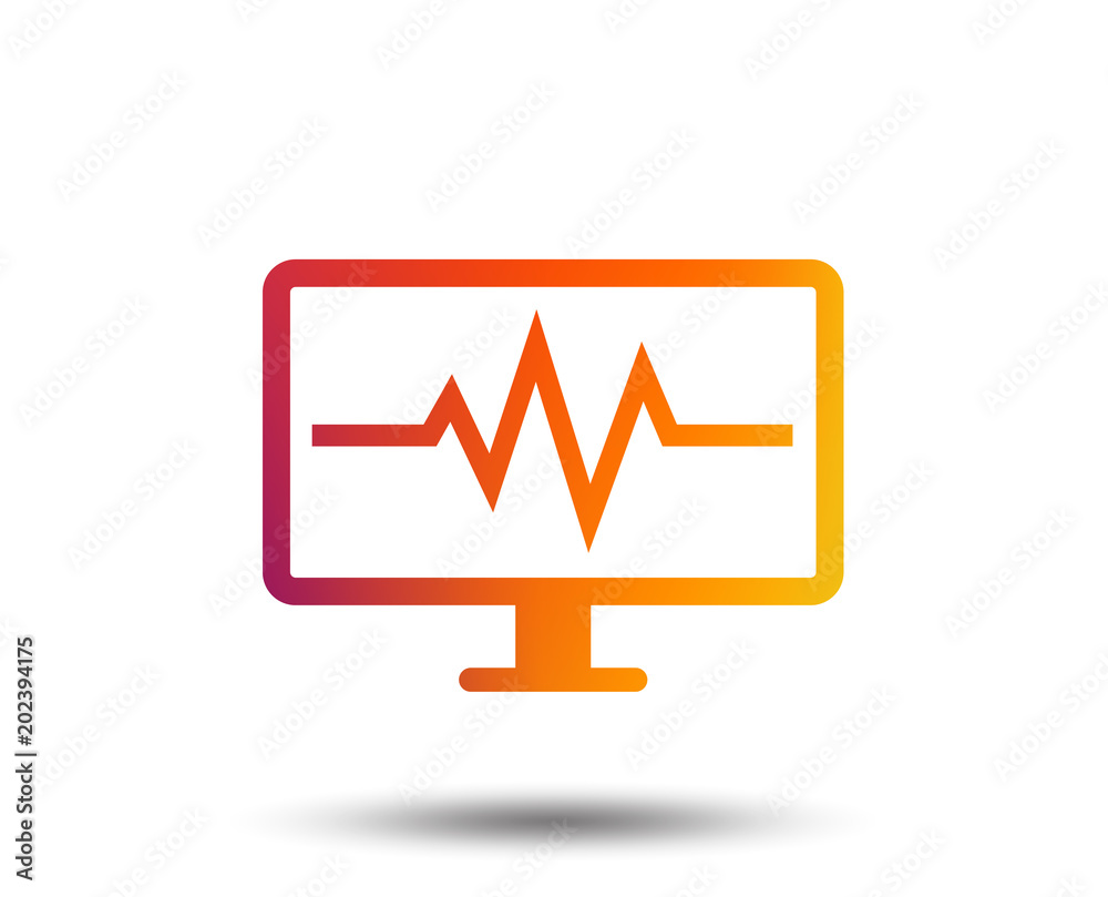 Cardiogram monitoring sign icon. Heart beats symbol. Blurred gradient design element. Vivid graphic flat icon. Vector