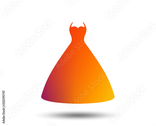 Woman dress sign icon. Elegant bride symbol. Blurred gradient design element. Vivid graphic flat icon. Vector