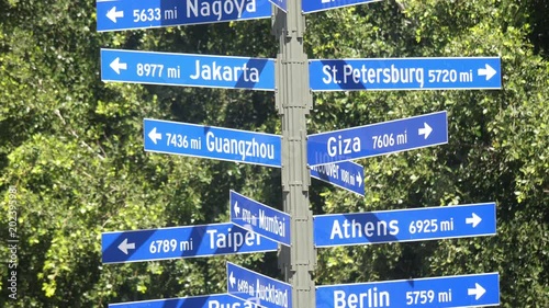 Professional video of Sister Cities of Los Angeles sign in 4k slow motion 60fps
