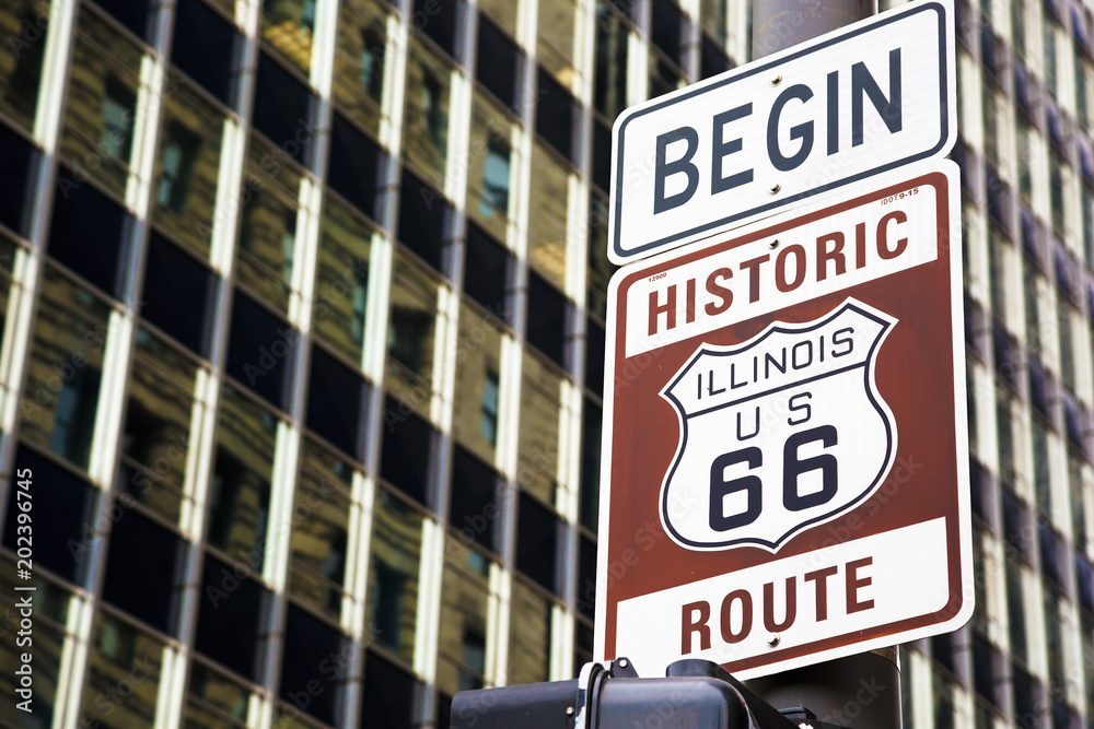 Begin of Route 66 in Chicago Begin of Route 66 in Chicago
