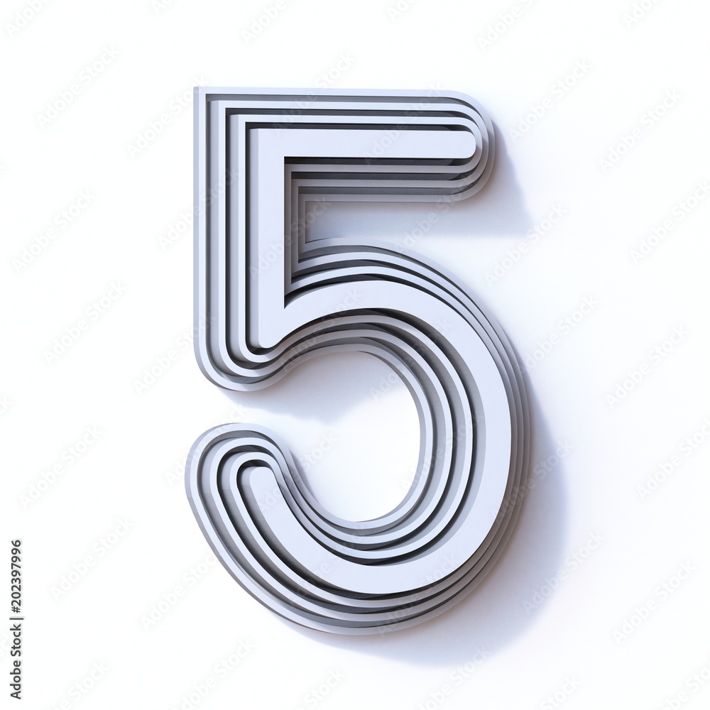 Three steps font number 5 FIVE 3D Three steps font number 5 FIVE 3D