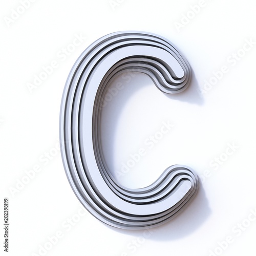 Three steps font letter C 3D