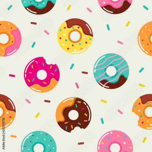 Sweet summer seamless pattern with donuts illustrations