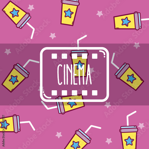Cinema cute cartoons pattern background
