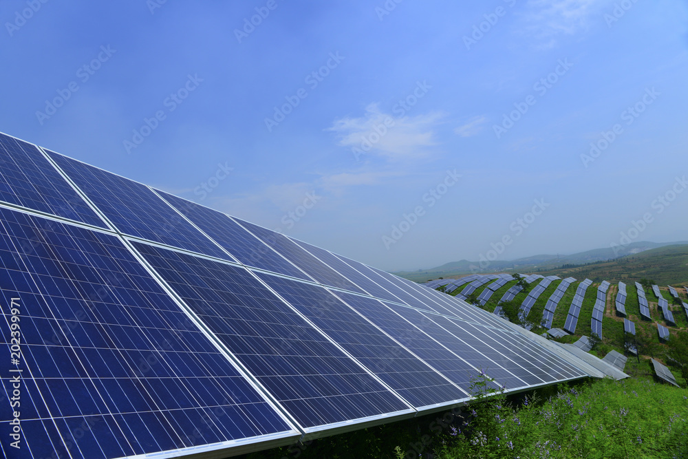 Solar power equipment, on the hillside