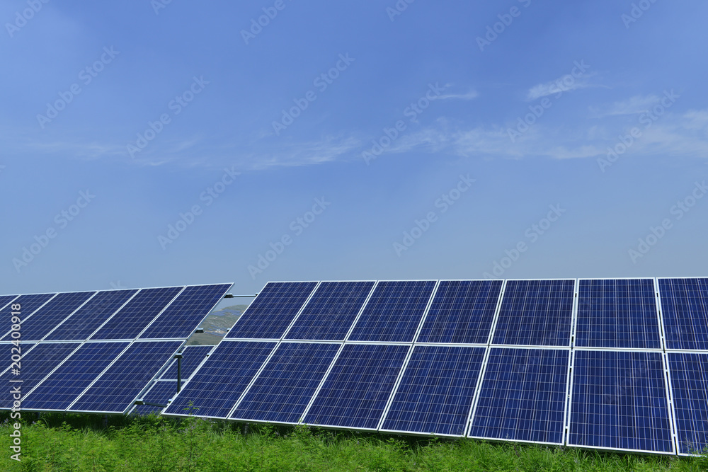 Solar power equipment, on the hillside