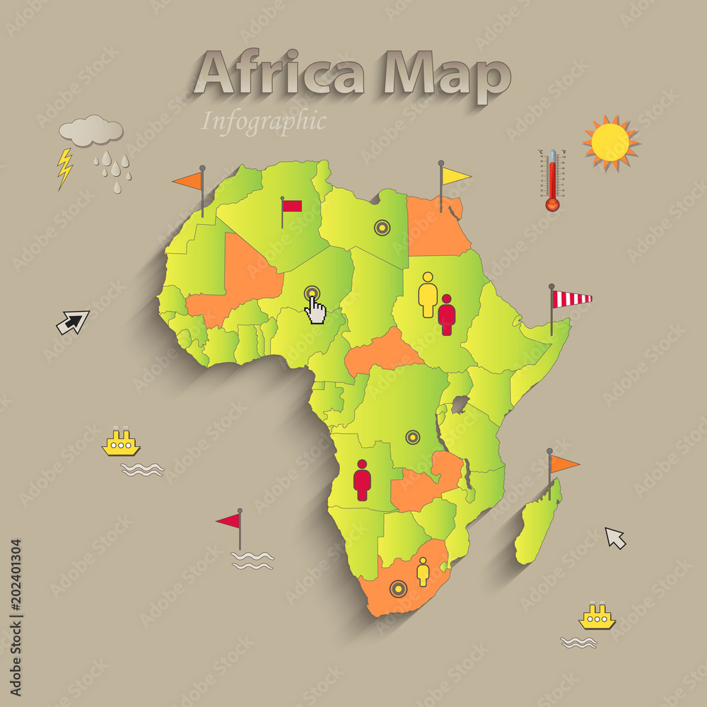 Africa Map Separate States Infographics Political Map Individual States Vector Stock Vector 9339