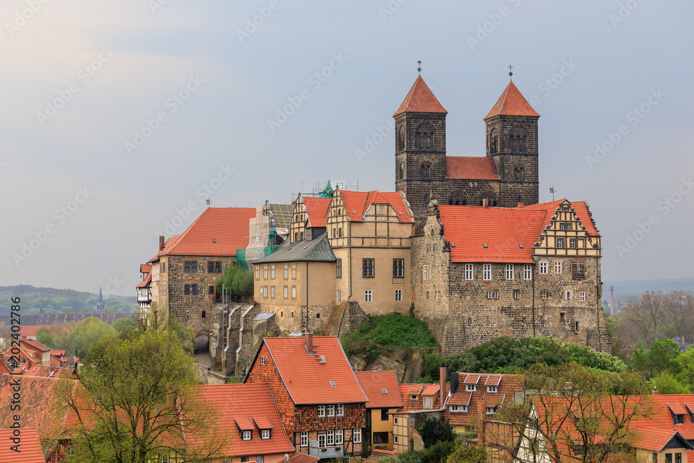 Schlossberg mit Stiftskirche St. Servatius in Quedlinburg in Sachsen-Anhalt