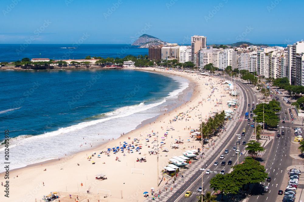 View of the Famous Copacabana Beach in Rio de Janeiro, Brazil