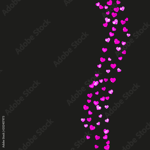 Mother s day background with pink glitter confetti. Isolated heart symbol in rose color. Postcard for mother s day. Love theme for party invite  retail offer and ad. Women holiday template
