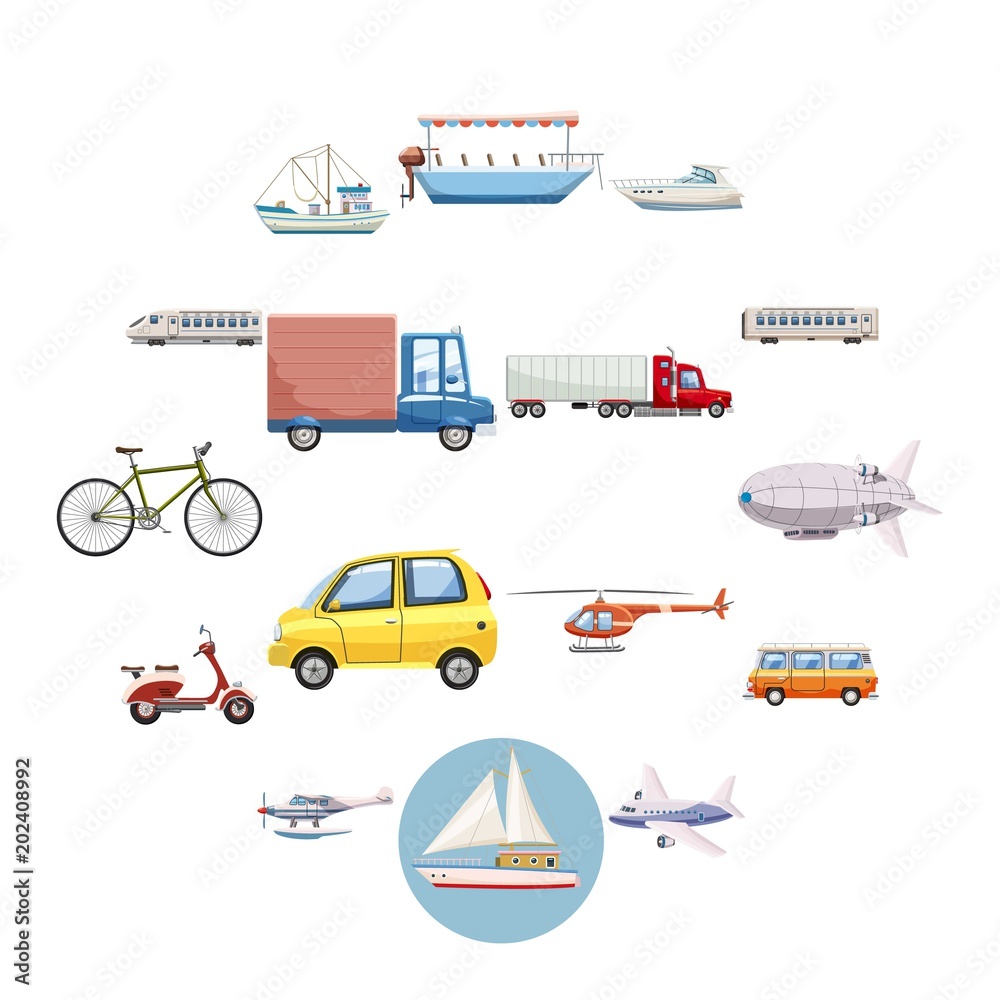 Transportation icons set. Outline illustration of 16 transportation vector icons for web