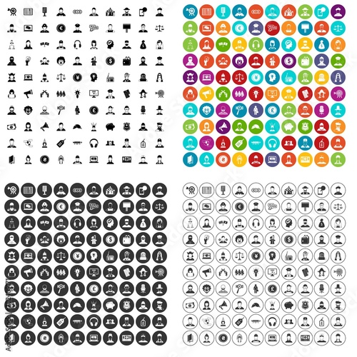 100 headhunter icons set vector in 4 variant for any web design isolated on white