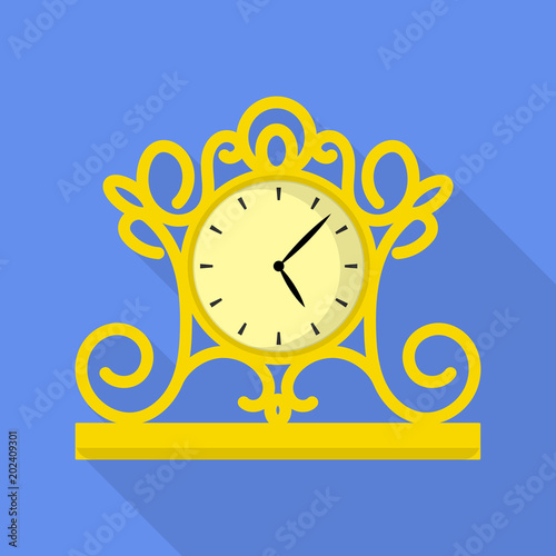 Vintage clock icon. Flat illustration of vintage clock vector icon for web