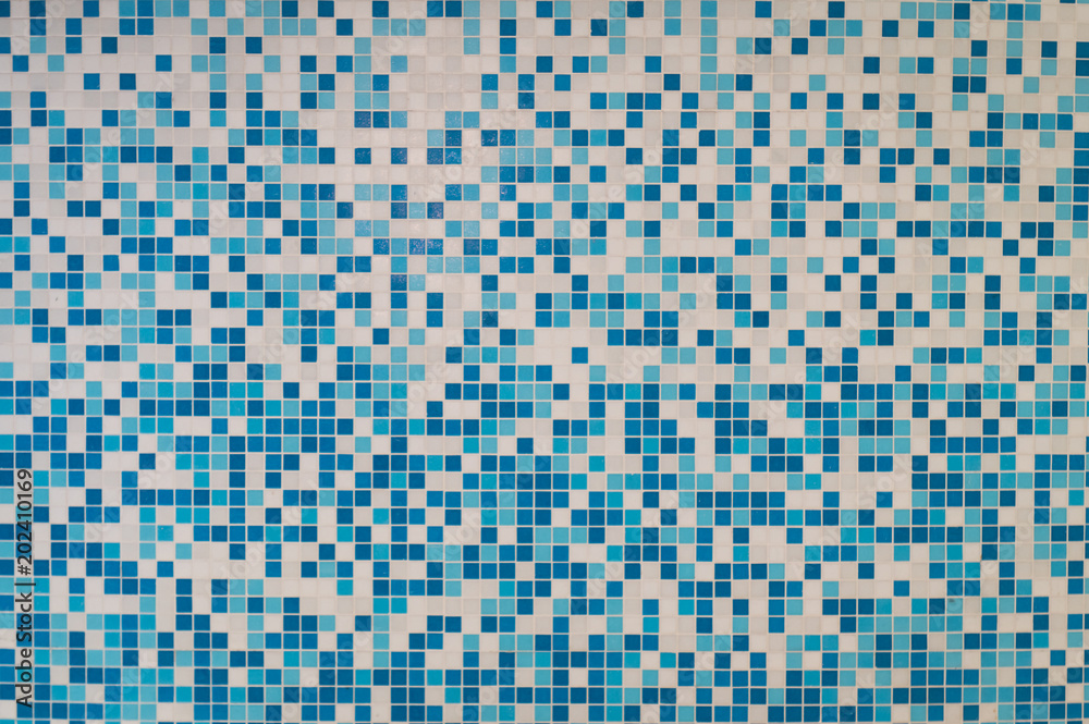 Fototapeta premium Blue And White Tiled Wall