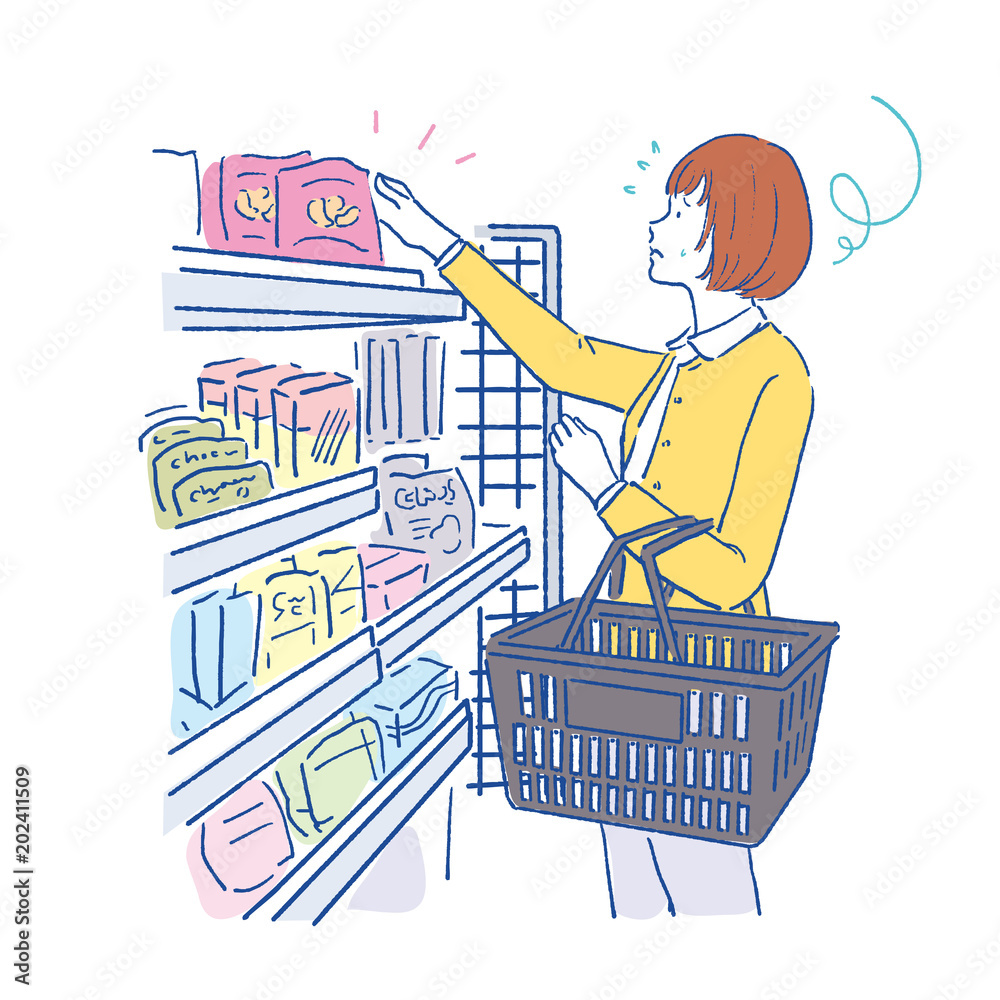 コンビニ 買い物をする女性 イラスト Stock Vector Adobe Stock