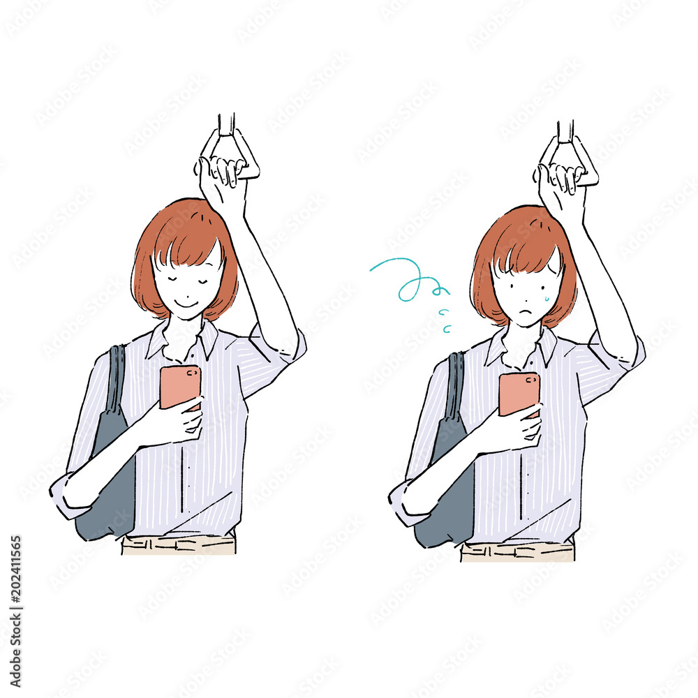 電車に乗る女性 イラスト セット Stock ベクター Adobe Stock 電車に乗る女性 イラスト セット Stock ベクター Adobe Stock