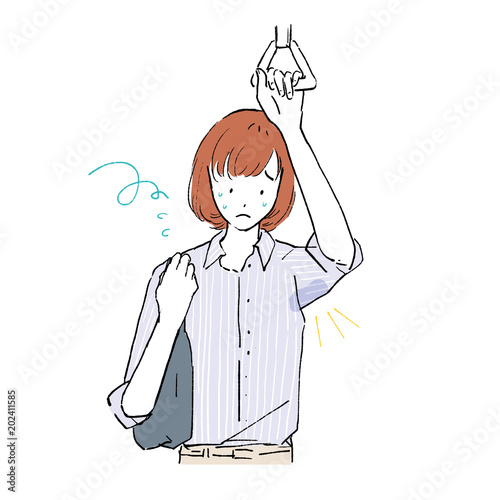 汗染みになやむ女性　イラスト
