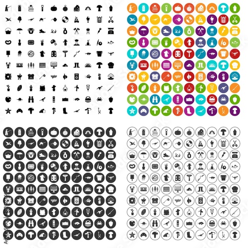 100 hobby icons set vector in 4 variant for any web design isolated on white