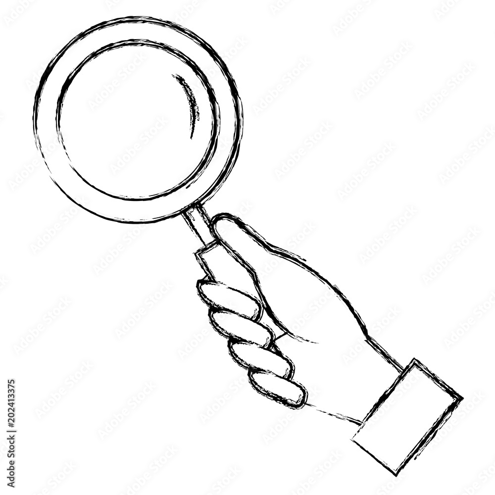 hand with magnifying glass vector illustration design - obrazy, fototapety, plakaty 