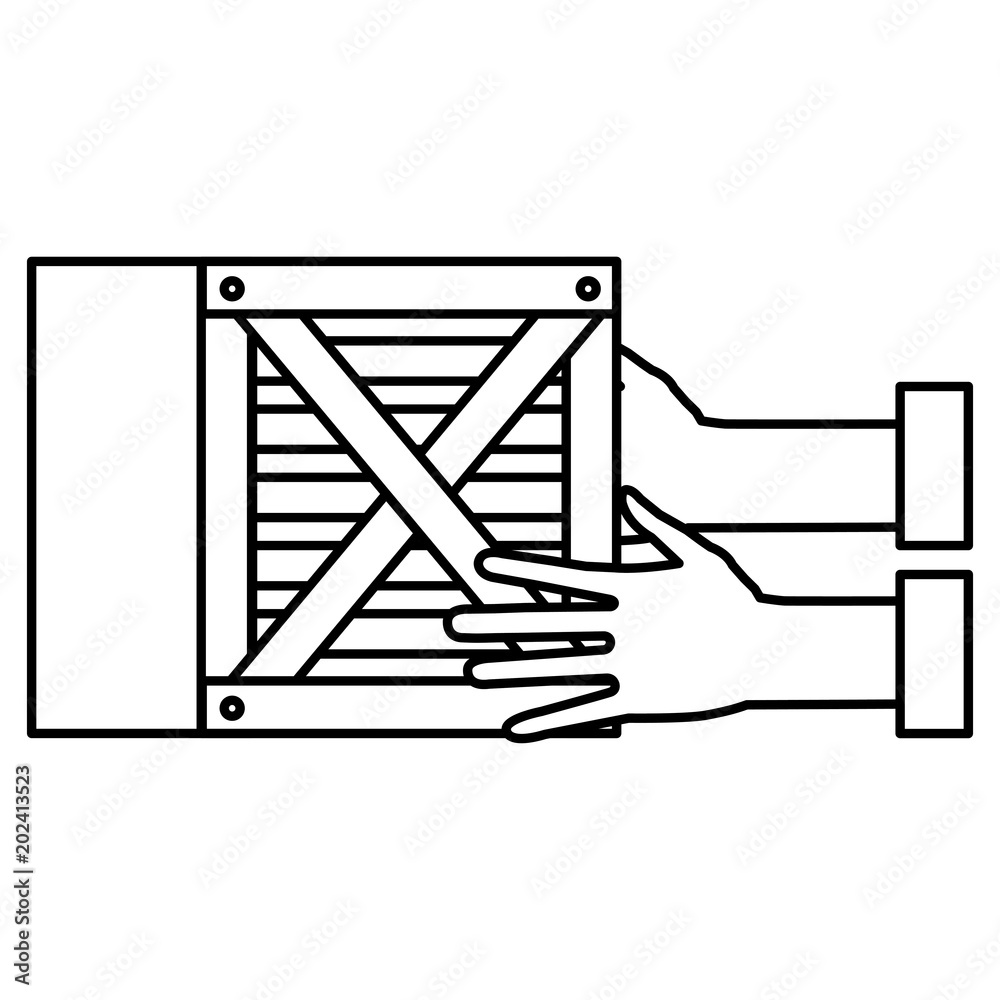 hands with box wooden delivery service vector illustration design hands with box wooden delivery service vector illustration design