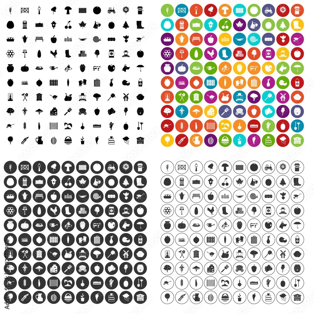 100 homestead farming icons set vector in 4 variant for any web design isolated on white 100 homestead farming icons set vector in 4 variant for any web design isolated on white