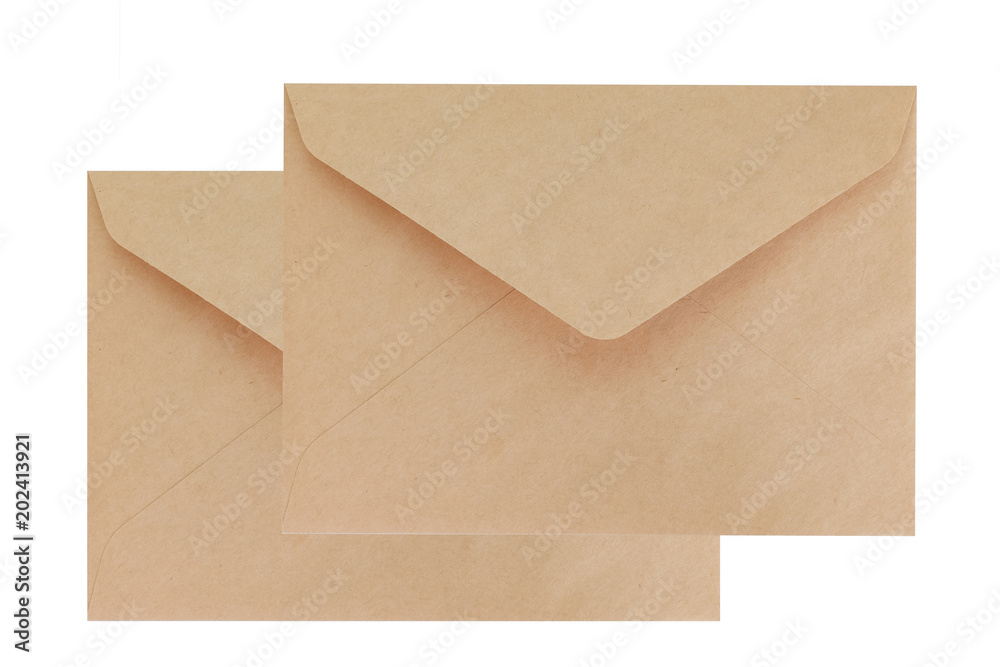 Two brown envelope isolated on white background Two brown envelope isolated on white background